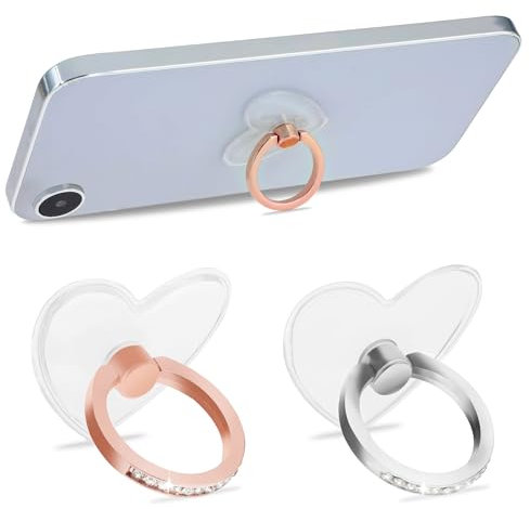 WLLHYF 2 soportes transparentes para anillo de teléfono celular, agarre transparente para teléfono celular, rotación de 360 grados, soporte de anillo de dedo para la mayoría de teléfonos inteligentes