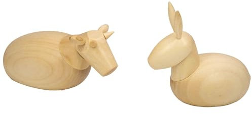 Seiffener Volkskunst Schalling | Krippenfiguren Krippenschmuck Weihnachtsfiguren | Tradition aus dem Erzgebirge | Ochse & Esel Natur 7 cm