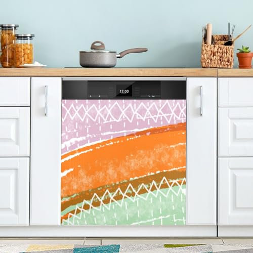 Orange Grün Kunst Farbe Abstrakt Geschirrspüler Tür Abdeckungen Saubere Schmutzige Kühlschrank Tür Abdeckung Küchengerät Kühlschrank Dekor 23 x 26 Zoll