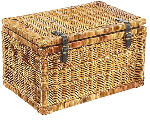 Kobolo Truhe Korbtruhe Sitztruhe Rattan lacak mit 70x45x40 cm Braun