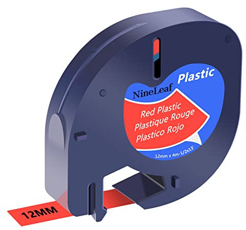 NineLeaf 1 Packung Ersatz für Dymo Letratag 91203 91223 91333 59424 S0721630 12mm x 4m Bänder Schwarz auf Rot Schriftband für LT-100H LT-100T LT-110T Plus QX50 XR XM 2000 Beschriftungsgerät
