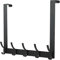Over Door Hook Hanger with 5 Dual Heavy Duty Aluminum Alloy Hooks, Black Coat Hooks Rack Wreath Door Hanger Key Jackets Purses Bags Clothes and Towels Holder Storage for Bedrooms Kitchen Bathroom