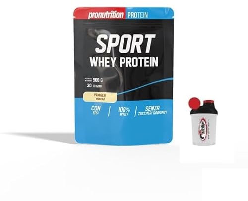 Pro Nutrition PROTEIN SPORT WHEY 908g Gusto VANIGLIA con Omaggio Shaker da 300 ml - Integratore di Proteine e Vitamine ideale per il recupero e la costruzione muscolare.