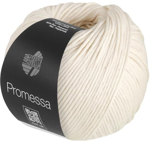 LANA GROSSA Promessa | Weich gefülltes Schlauchgarn aus Bio-Baumwolle und Polyamid | Handstrickgarn aus 70% Bio-Baumwolle & 30% Polyamid | 50g Wolle zum Stricken & Häkeln | 125m Garn FB14