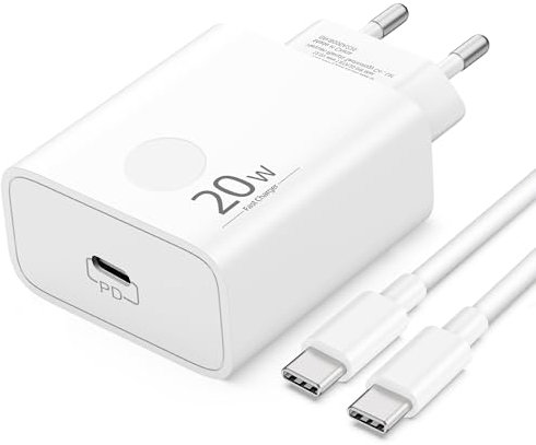 ARCCRA Cargador USB C Carga Rápida Cable USB C, Enchufe 20 W y Cable Tipo C 2m, Cabeza Adaptador Corriente Rápido, Compatible con Móvil (iPhone 16/15/Pro, Samsung Galaxy, Google Pixel 9/8/7), Tabletas