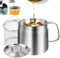 Bakpoco 1.5L Stainless Steel Oil Filter Pot, Bacon Grease Container with Fine Mesh Strainer & Deep Fryer Basket, Cooking Oil Lard Fat Saver Kitchen Storage, Induction Mini Milk Pot for Tea Coffee
