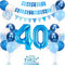 40. Geburtstag Deko Blau, Luftballon 40. Blaue, Geburtstagsdeko 40 Jahr, Junge 40 jahre Luftballon deko Blau, Zahl 40 Helium Luftballons Tortendeko Blau Weiß Ballons für Geburtstag Party Deko