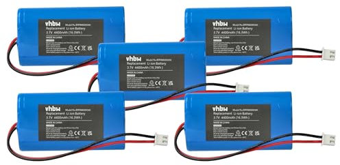 vhbw 5x batteria compatibile con Zafferano Poldina Pro Mini lampada da tavolo, da comodino (4400mAh, 3,7V, Li-Ion)
