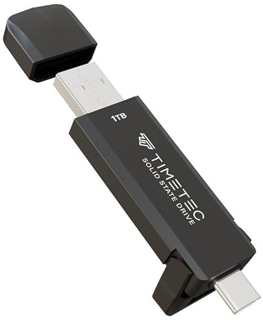 Timetec Portable External SSD USB3.2 Gen2 Type C Ultra-Light Mini External Solid State Drive with USB C to A Cable/USB A to C adapter Desktops/Laptop/Mac/Mobile (1TB Pro)