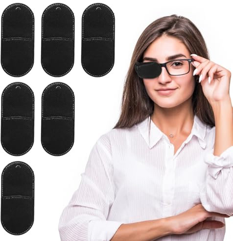 Cache-œil pour adultes et enfants, cache-œil noir réutilisable doux en tissu non tissé pour lunettes, amblyopie, strabisme pour yeux gauche ou droit (noir)