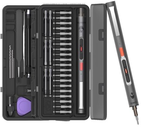 Electric Screwdrivers with LED Light, 0.15-0.6N.m High Torque Screwdriver with Electric Drill & Pen Clip, USB Type-C Charging Screwdriver Built-in Battery with Magnetic Bit, Speed 250RPM (CS0802A)