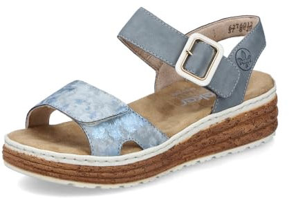 Rieker Sandales classiques pour femme 62760, Bleu 12., 42 EU Large