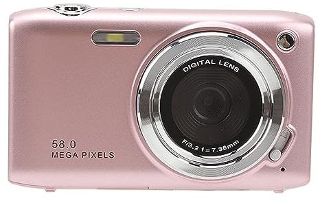 Digitalkamera, 4K-Digitalkamera, 2,88-Zoll-Bildschirm, 58 MP, 4K HD, 16-facher Zoom, Feste Makro-zeitgesteuerte Fotografie, Digitale Videokamera (Rosa)