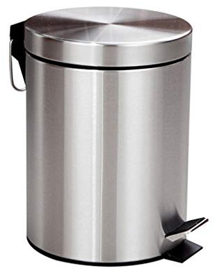 HAODUOO Simple Human Trash Can Kitchen Trash Can Stainless Steel Pedal Type Household with Cover Bathroom Living Room Kitchen Large Trash Bin(8L)