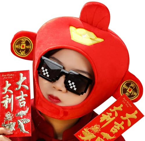 Generisch Cosplay-Hut, Cosplay-Hüte für Männer | Plüsch-Foto-Requisiten-Kappen | Frühlingsfest Neujahrspartys Hut Gott des Reichtums Cosplay Hut für Bühnenaufführungs-Requisiten