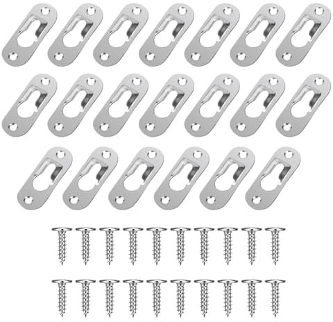 20 Pack Keyhole Hangers,Keyhole Hanger Bracket,Heavy Duty Metal Single Keyhole Picture Hangers Frame Hangers Picture Hanging Bracket Hardware Picture Fixings Wall Plate Hangers with 40 PCS Screws
