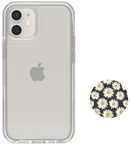 OtterBox Symmetry Schutzhülle für iPhone 12 Mini (nur) mit Gänseblümchen-Pop, keine Einzelhandelsverpackung, transparent