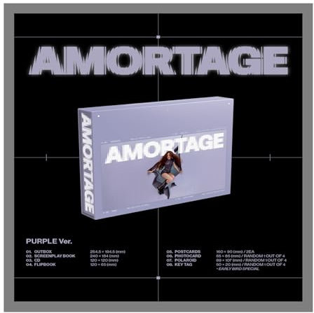 BLACKPINK Jisoo AMORTAGE 1st Mini Album Exclusive Purple Version CD+Screenplay Book+Flip Book+2p PostCard+1p PhotoCard+1p Polaroid+Tracking Sealed JI SOO