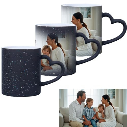 Personalised Colour Changing Mug,Custom Mugs with Photo,Paint Your Own Heart Mug,12oz,Personalised Mother’s Day & Graduation Gifts for Her Him