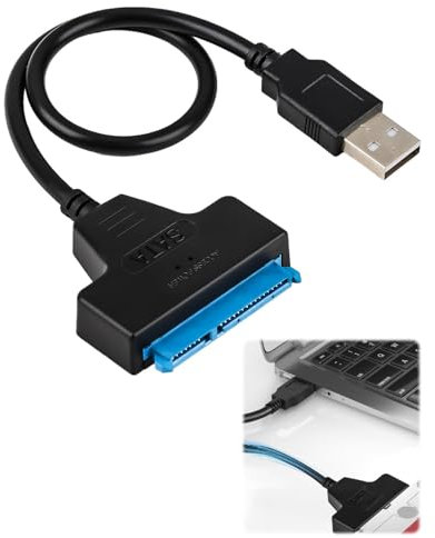 MSMXCS SATA to USB Adapter Cable Support for 2.5 HDD/SSD - USB 2.0 Hard Drive Reader, Plug and Play External Super fast Data Transfer, Compatible with Windows/Mac/Linux, Black (USB2SATA-2.5IN)