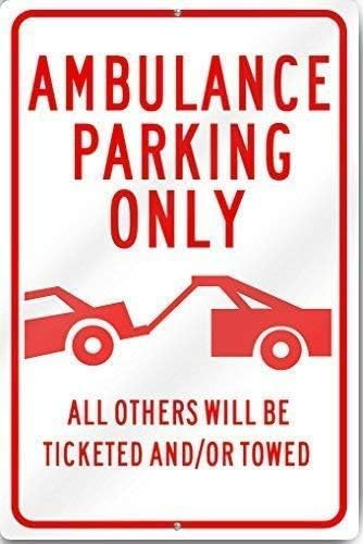 Targa in metallo in alluminio ambulanza parcheggio solo per esterni e interni 30,5 x 20,3 cm