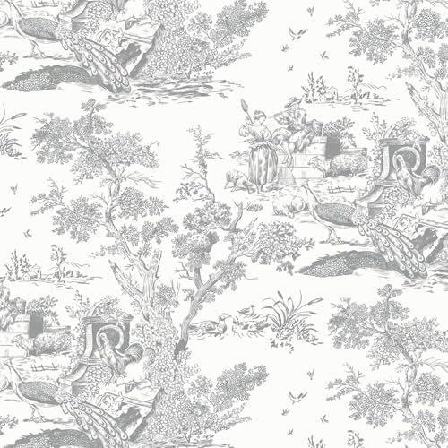 Yomshi Self Adhesive Wallpaper Vintage 44CM×10M Peel and Stick Wallpaper Textured Removable Waterproof Vinyl Film Grey for Bedroom Living Room Kitchen