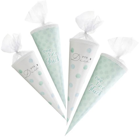 com-four® 4X Schultüte 40cm - Geschwisterschultüten aus Pappe - Zuckertüte für die Einschulung - Geschenkverpackung für Schulanfänger - ABC-Tüte für Erstklässler [Auswahl variiert] (4 Stück)