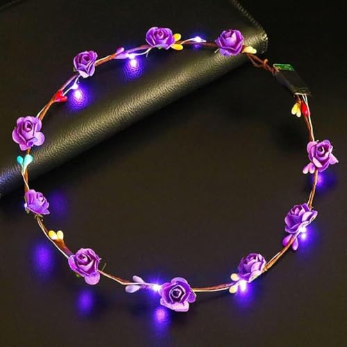 Ymhapp LED-Blumen-Stirnband, Krone, Halloween, leuchtet im Dunkeln, Partyzubehör, Kranz, Kopfschmuck für Männer und Frauen, Haarschmuck, LED-Licht, Partyzubehör, Verkleidung, Hochzeit, Geburtstag
