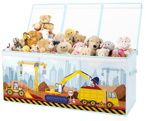 Large Foldable Storage Bin with Lid Handles,Nursery Household Organizer Box | 96×32×40cm, Collapsible large capacity fabric storage container for clothes books sundries storage, lovely printed gift