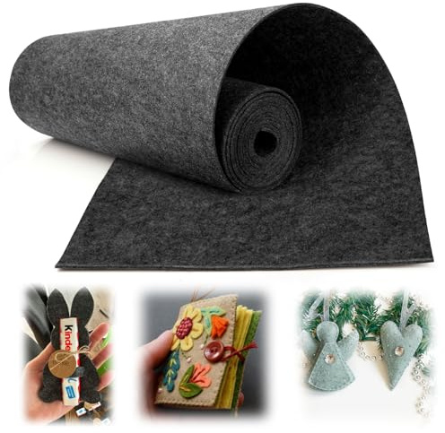 Mbsomnus Filz Meterware 3 mm Dick 40×300 cm Filzmatte Dunkelgrau | Filzstoff Meterware, Polyester, Filzrolle, Filzmatten zum Zuschneiden, DIY Basteln, Nähen, Stickfilz, Katze Dekorationfilz