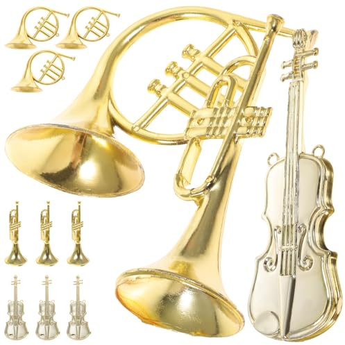 Garneck 12 Stück Miniatur-Violine-Ornamente Und Musikinstrument-Dekorationen aus Kunststoff für Den Weihnachtsbaum, DIY-Ferien-innendekoration