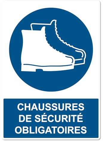 Panneau Chaussures de Sécurité Obligatoires – Signalisation Obligatoire – Panneau de Sécurité – Polypropylène Résistant – Intérieur -Extérieur – Fabrication Française Format A4 ou A5 (A4)