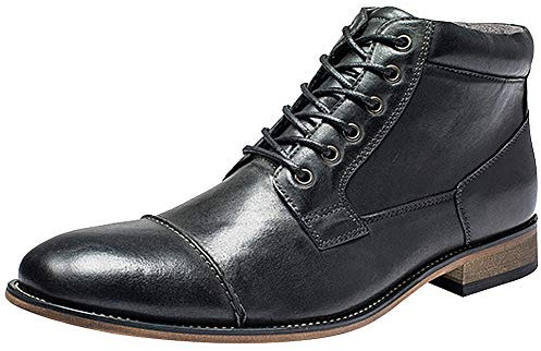 rismart Uomo Caviglia Tondo Dito del Piede Stringate Inteligente Affari Stivali Chukka SN01811(Nero,44 EU)