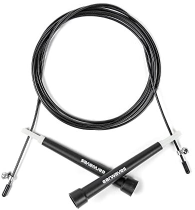 Earwaves ® R3 - Comba básica de Velocidad. Cuerda para Saltar de iniciación para Entrenamiento Funcional, Boxeo, MMA. Longitud Ajustable de 3 Metros y rodamientos Ligeros.