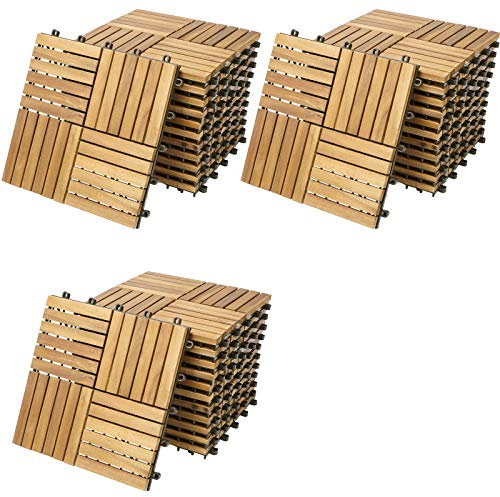 Deuba - Dalles de jardin en bois d'acacia huilé 30 x 30 cm • 33 dalles soit 3m² • clipsable - Terrasse balcon jardin piscine