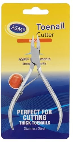 ASM® Toe Nail Clippers for Thick Nails - Heavy Duty Stainless Steel Toenail Clippers for Thick Nails Ingrown Toenail Treatment 4.75” - Ideal Cutter Gifts for Women & Men (Silver)