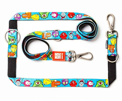 Max & Molly Multifunctional Dog Lead 2 m with 2 Carabiners, Little Monsters/M Shoulder Lead Padded, Safe & Flexible - Comfort for Your Faithful Companion