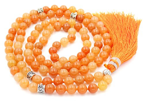 Fukugems Tibetische Mala 108 Perlen Halskette für Damen Herren Mala Stein Armband Buddhistische Meditation Halskette, 38 inch, Edelstein, Quarz