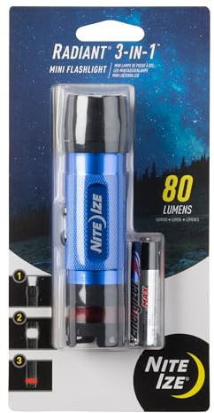 Nite Ize Radiant 3-in-1 Mini Flashlight, Flashlight Lantern and Red Safety Light, Includes Lockout Mode To Prevent Battery Drain