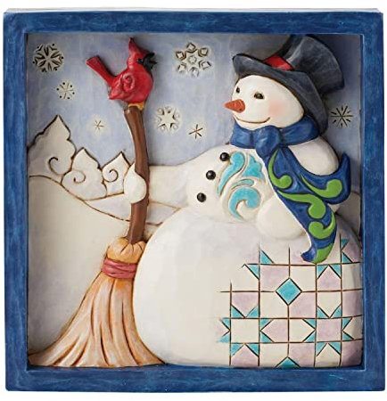 Enesco Jim Shore Heartwood Creek - Placa de muñeco de nieve con escoba
