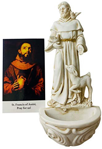 Heiliger Francis von Assisi, Wasser-Schriftart und Heilige Karte, Polyresin, religiöse Dekoration, 16,5 cm