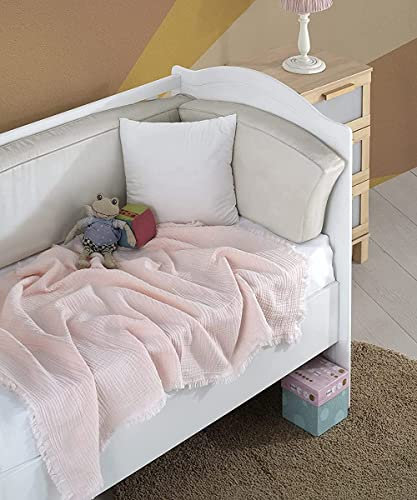 BOHORIA® Musselin Baby Kuscheltuch 4-lagig Oeko Tex | 100% Baumwolle | Überwurf für Sofa, Sessel & Bett | Kuscheldecke Babydecke Mulltuch (80 x 80 cm, Rose)