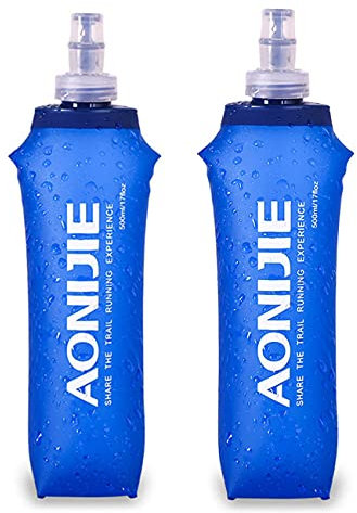 SANIQUEEN.G TPU Faltbarer Wasserflasche Soft Wasserflasche BPA-Frei Sportflasche Trinkflaschen für Trinkrucksack Laufen Fitness Wandern Radfahren (500ml/16.9oz - Pack of 2)