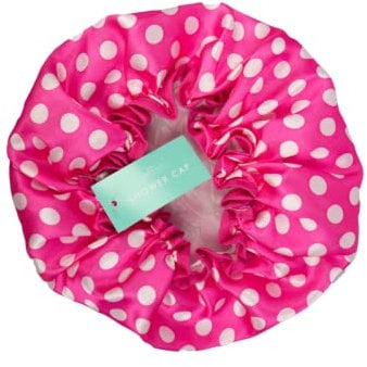 Spotty Shower Cap Plastic Waterproof Elastic Band Reusable Edge Covering Ears Breathable Shower Hats For Large Long Natural Hair Environmental Protection For Ladies Girls Kids Spa Salon (pink)