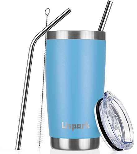 UsparkMC 20oz 550ml Tumbler Stainless Steel with Lid and Straw,Double Wall Vacuum Insulated Coffee Travel Mug for Hot & Cold,Reusable Cup,BPA Free