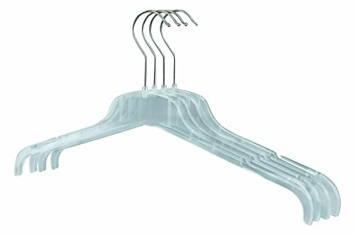 RSR Hangers Kleiderbügel 20 Stück Transparent Klar FO 43 cm Kunststoff 360° drehbarer Haken | Hemdenbügel | Blusenbügel | Jackenbügel Platzspar mit Rockkerbe