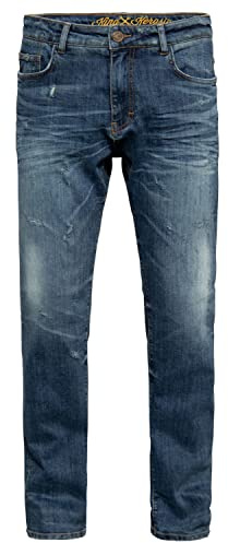 King Kerosin Herren 5-Pocket Jeans Baumwolle Stretch Straight Fit Waschung Robin