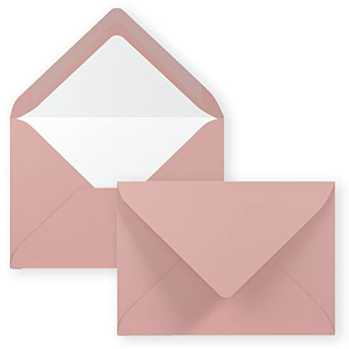 75x Kuverts in Altrosa - Brief-Umschläge in DIN B6-12,5 x 17,6 cm geripptes Papier - weißes Seidenfutter für Weihnachten & festliche Anlässe