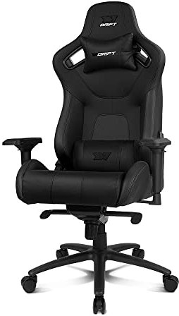 DRIFT GAMING DR600 - Silla Gaming Profesional, Polipiel, reposabrazos 4D, pistón Clase 4, Mecanismo Frog, inclinación, Giro, Bloqueo, cojín Lumbar y Cervical, Color Negro
