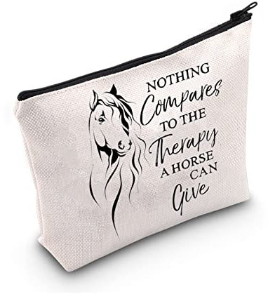 Geschenk für Pferdeliebhaber, Nichts im Vergleich zu der Therapie, ein Pferd kann Make-up-Tasche Pferde Kosmetiktasche Cowgirl Reitsport Geschenk Reißverschluss Reisetasche, Ein Pferd kann geben